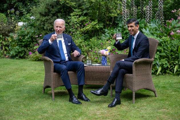 Bilder des Jahres 2023, News 07 Juli News Themen der Woche KW28 News Bilder des Tages . 10 07 2023. London, United Kingdom. US President Joe Biden with UK Prime Minister Rishi Sunak at No10 Downing Street in London.  xi-Imagesx IIM-24562-0024