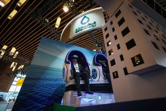 July 10, 2023, VANCOUVER, BC, CANADA: Delegate Dae Ho Son, of Hanwha Ocean, navigates a virtual reality LNG ship at the Qatar Energy booth during the LNG2023 conference, in Vancouver, B.C., Monday, July 10, 2023. VANCOUVER CANADA  - ZUMAc35_ 20230710_zaf_c35_133 Copyright: xDarrylxDyckx
