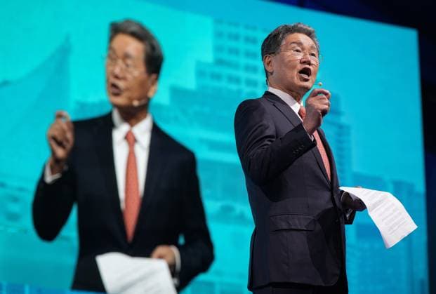 July 10, 2023, VANCOUVER, BC, CANADA: Joe Kang, President of the International Gas Union, speaks during the opening of the LNG2023 conference, in Vancouver, B.C., Monday, July 10, 2023. VANCOUVER CANADA  - ZUMAc35_ 20230710_zaf_c35_147 Copyright: xDarrylxDyckx