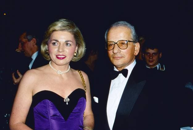 Tini Gräfin von Rothkirch mit Hans Günter Winkler, ehemaliger Springreiter, zweimaliger Weltmeister und erfolgreicher Olympionike im Springreiten, hier bei einer festlichen Veranstaltung, circa 1990. Copyright: HartwigxValdmanis Nur redaktionelle Nutzung. Editorial usage only. VAL_720100584