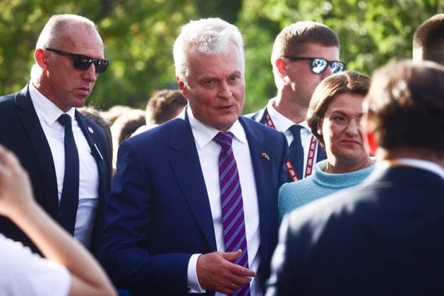 July 11, 2023, Vilnius, Lithuania: The President of Lithuania Gitanas Nauseda is seen after Raising the Flag for Ukraine in NATO event and concert in Vilnius, Lithuania on July 11, 2023. President Zelenskyy arrived to Lithuania to attend NATO Summit in Vilnius and support Ukraine in becoming a member of NATO Vilnius Lithuania - ZUMAz156 20230711_zip_z156_022 Copyright: xBeataxZawrzelx