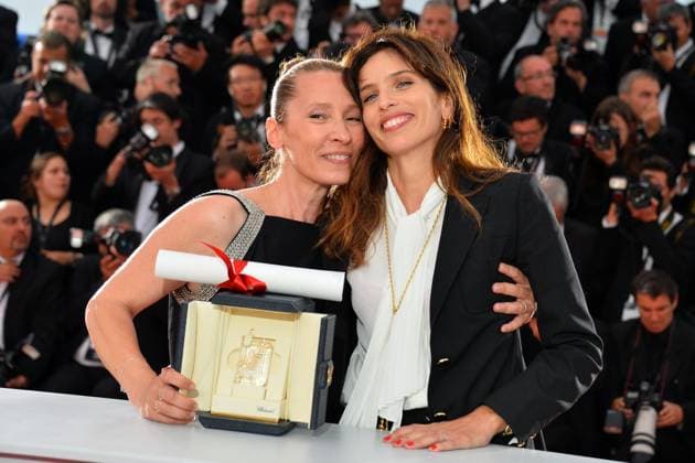 Cannes 2015 - Palme d Or Winners Photocall Emmanuelle Bercot and Maiwenn posing at the Palme d Or Winners photocall at the Palais des Festivals during the closing ceremony as part of the 68th Cannes Film Festival in Cannes, France on May 24, 2015. Photo by Nicolas Briquet ABACAPRESS.COM Cannes France  Copyright: xBriquet-Hahn ABACAx 501861_010 Briquet-Hahn ABACAx 501861_010