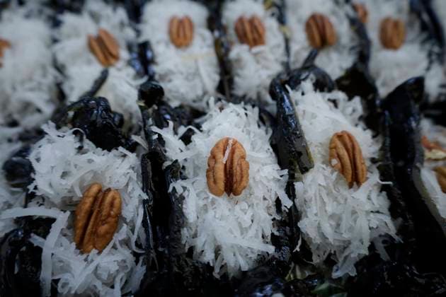 Press Conference For The Crystallised Sweets Fair In Xochimilco, Mexico City View of crystallised poblano peppers (a typical Mexican sweet) during a press conference at the Archaeological Museum in the municipality of Xochimilco, Mexico City, on the occasion of the Crystallised Sweet Fair in Santa Cruz Acalpixca. This fair has been held since 1982 in the town of Santa Cruz Acalpixca, Xochimilco, with the purpose of making known products such as chilacayote, pumpkin, carrots, nopal, among others typical of the region; ingeniously transformed in an artisanal way into delicious and exotic sweets. The crystallization of sweets is a technique of conventual origin that was born in the novo-Hispanic era, it consists of a slow cooking in water a Copyright: xGerardoxVieyrax originalFilename: vieyra-notitle230711_np7K5.jpg