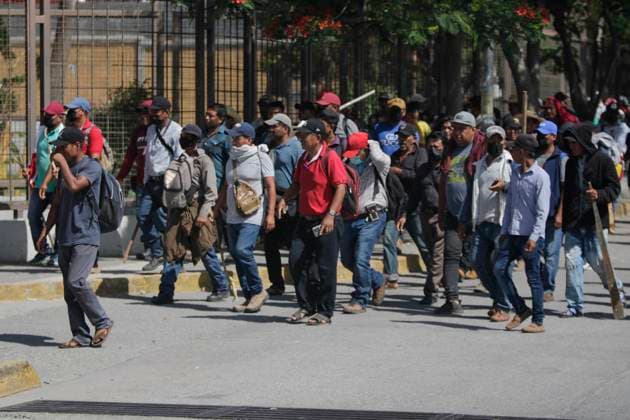 July 11, 2023, Chilpancingo, Guerrero, Mexico: Inhabitants of different communities in the lower MontaoÂ±a region of the state of Guerrero confronted elements of the national guard with sticks and machetes, later taking over the state congress to demand the release of two of their fellow transport leaders. Chilpancingo Mexico - ZUMAs310 20230711_zip_s310_005 Copyright: xLuisxExSalgadox