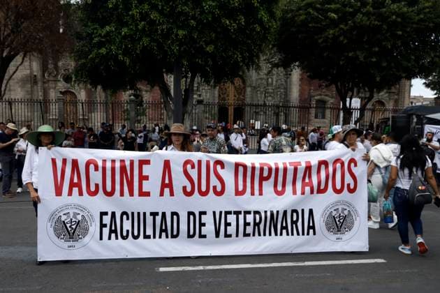 Third peaceful national march Animal welfare with science in Mexico City July 13, 2023, Mexico City, Mexico: Workers and businessmen in the fighting cock, bullfighting and hunting industry demand that the government of Mexico City and the Government of Mexico not promote laws that end their companies and sources of employment, during the third march called Animal welfare with science in the Zocalo in Mexico City. on July 13, 2023 in Mexico City, Mexico (Photo by Luis Barron Eyepix Group). Copyright: xLuisxBarronx xEyepixxGroupx LB_20230713_GALLOS13