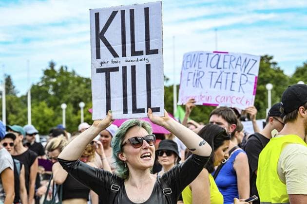 <p>Demo Kein Rammstein in Berlin! Olympiaplatz, 400 Teilnehmer angemeldet, fotografiert am 15. Juli 2023 in Berlin. Deutschland Berlin Berlin Copyright: MaurizioxGambarini