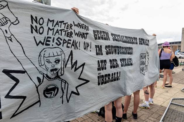 15 07 2023,Berlin,Concert of the band Rammstein in the evening at the Olympiastadion impressions before the start outside the stadium protest against the concert