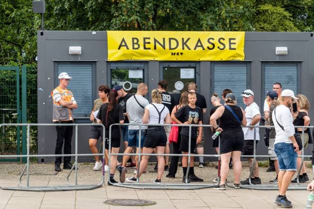 15 07 2023,Berlin,Concert of the band Rammstein in the evening at the Olympiastadion impressions before the start outside the stadium box office