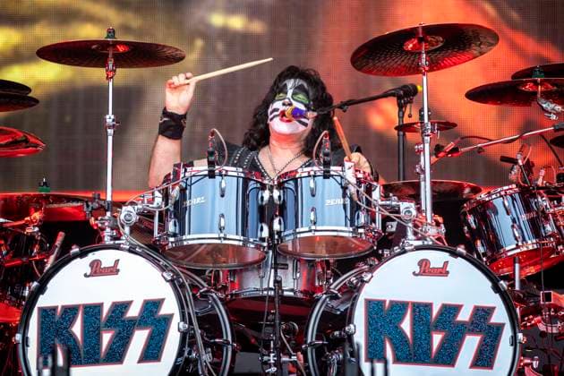 Kiss live in Tonsberg, Norway Tonsberg, Norway. 15th, July 2023. The American rock band Kiss performs a live concert at Kaldnes Vest in Tonsberg. Here drummer Eric Singer is seen live on stage. The concert was the last in Europe as part of the End of the Road World Tour. Tonsberg Norway Kaldnes Vest  Copyright: xGonzalesxPhoto TerjexDokkenx
