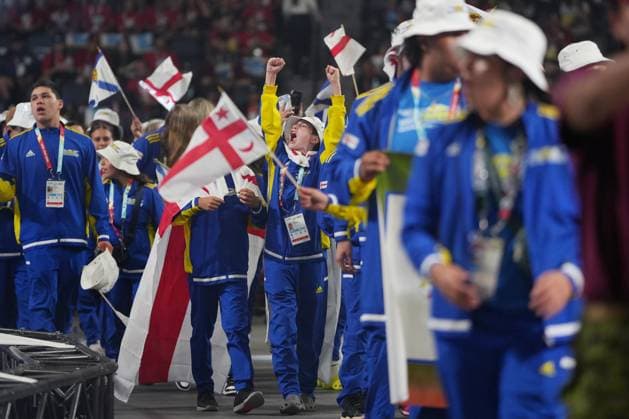 July 16, 2023, Halifax, NS, Canada: Athletes from the host team Nova Scotia take part in the athletes parade during the opening ceremony of the North American Indigenous Games 2023 in Halifax, Sunday, July 16, 2023. Halifax Canada  - ZUMAc35_ 20230716_zaf_c35_106 Copyright: xDarrenxCalabresex