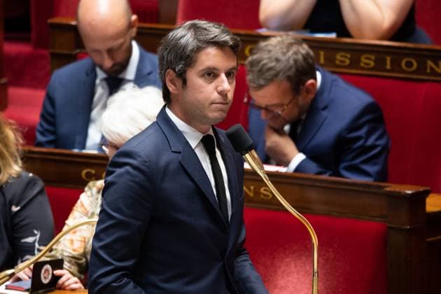 Paris, France, July 17, 2023 - Session of Questions to the government at the French National Assembly - French Minister Delegate for Public Accounts Gabriel Attal  Copyright: xAlexisxSciardx