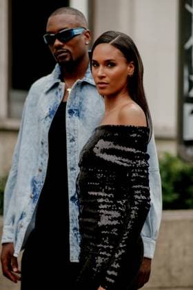 PFW - Street Style Street style, Cindy Bruna and Serge Ibaka arriving at Alexandre Vauthier Fall-Winter 2023-2024 Haute Couture show, held at Palais de Tokyo, Paris, France, on July 4, 2023. Photo by Marie-Paola Bertrand-Hillion ABACAPRESS.COM Paris France  Copyright: xBertrand-HillionxMarie-Paola ABACAx 861342_007 Bertrand-HillionxMarie-Paola ABACAx 861342_007 