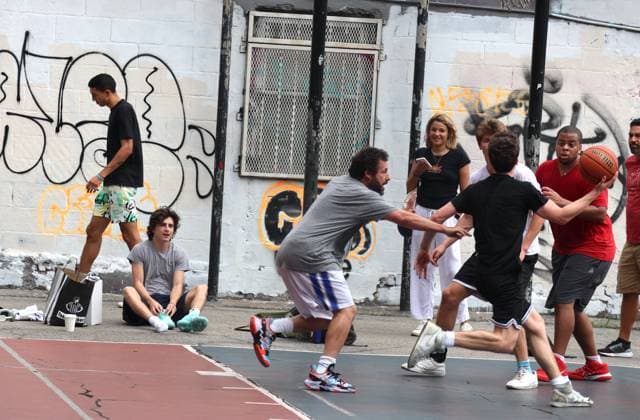 Adam Sandler and Timothee Chalamet Playing Basketball - NYC Actors Adam Sandler and Timothee Chalamet are playing basketball together with some friends in Soho, New York City, NY USA on July 20, 2023. Photo by Dylan Travis ABACAPRESS.COM New York City NY United States  Copyright: xDylanxTravis ABACAx 861442_012 DylanxTravis ABACAx 861442_012 