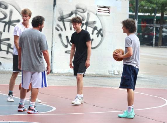 Adam Sandler and Timothee Chalamet Playing Basketball - NYC Actors Adam Sandler and Timothee Chalamet are playing basketball together with some friends in Soho, New York City, NY USA on July 20, 2023. Photo by Dylan Travis ABACAPRESS.COM New York City NY United States  Copyright: xDylanxTravis ABACAx 861442_014 DylanxTravis ABACAx 861442_014 