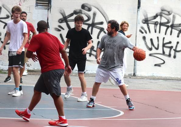 Adam Sandler and Timothee Chalamet Playing Basketball - NYC Actors Adam Sandler and Timothee Chalamet are playing basketball together with some friends in Soho, New York City, NY USA on July 20, 2023. Photo by Dylan Travis ABACAPRESS.COM New York City NY United States  Copyright: xDylanxTravis ABACAx 861442_023 DylanxTravis ABACAx 861442_023 
