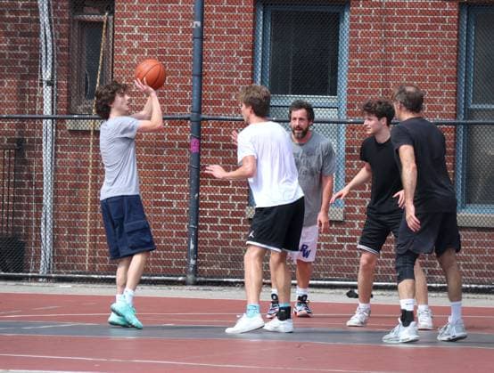 Adam Sandler and Timothee Chalamet Playing Basketball - NYC Actors Adam Sandler and Timothee Chalamet are playing basketball together with some friends in Soho, New York City, NY USA on July 20, 2023. Photo by Dylan Travis ABACAPRESS.COM New York City NY United States  Copyright: xDylanxTravis ABACAx 861442_048 DylanxTravis ABACAx 861442_048 