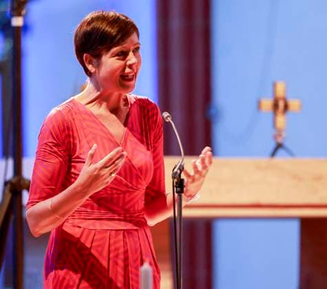 Ulla Fiebig, the new SWR state broadcasting director of Rhineland-Palatinate, at the opening of the Music Summer in the St. Stephans Catholic Church in Mainz