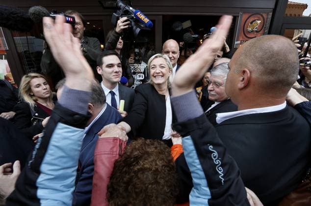 Marine Le Pen Campaigns In Villeneuve-sur-Lot French far-right Front National (FN) party president Marine Le Pen meets local residents in Villeneuve-sur-Lot, southwestern France on May 5, 2013. Le Pen came to support 23-year-old FN candidate Etienne Bousquet-Cassagne in his campaign for the upcoming legislative by-election to be held in June 2013 in the third constituency of Lot-et-Garonne after the resignation of socialist MP and former Budget Minister Jerome Cahuzac. According to today s French weekly Journal du Dimanche, Cahuzac, who is also the mayor of Villeneuve-sur-Lot, could run as an independent candidate in the by-election. Photo by Patrick Bernard ABACAPRESS.COM Villeneuve-sur-Lot France  Copyright: xBernardxPatrick ABACAx 363266_067 BernardxPatrick ABACAx 363266_067 