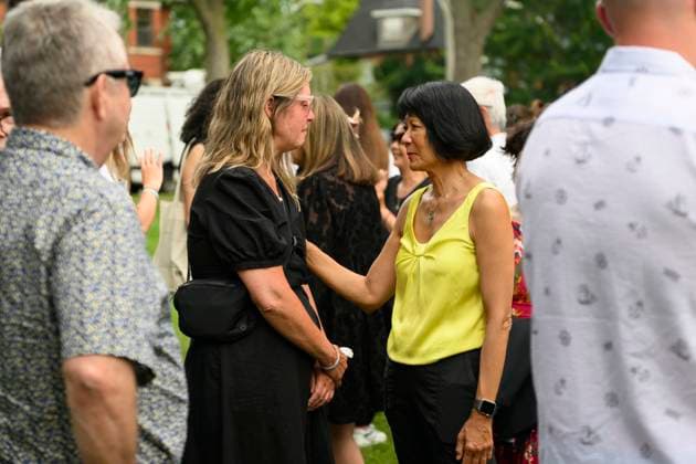 July 22, 2023, Toronto, ON, Canada: Toronto mayor Olivia Chow consoles friends and family members of Julianna Kozis and Reese Fallon, during a gathering to mark five years since the attack on the city s Danforth Avenue, at Withrow Park in Toronto, Saturday July 22, 2023. Toronto Canada  - ZUMAc35_ 20230722_zaf_c35_088 Copyright: xChristopherxKatsarovx