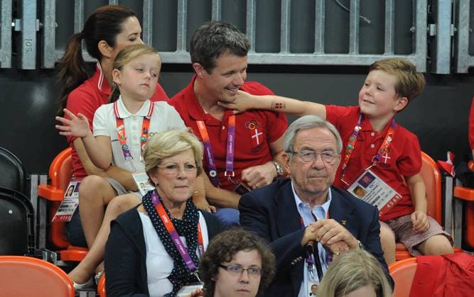Olympics 2012 - Royals Attend Handball Sweden Vs Denmark Danish Crown Prince Frederik, Crown Princess Mary and their children Princess Isabella and Prince Vincent attend the men s quarter-final handball match, Sweden Vs Denmark at the London 2012 Olympic Games at the Handball Arena in London, UK on August 8, 2012. Sweden won 24-22. Photo by Gouhier-Guibbaud-JMP ABACAPRESS.COM London United Kingdom  Copyright: xGouhier-Guibbaud-JMP ABACAx 330489_012 Gouhier-Guibbaud-JMP ABACAx 330489_012 