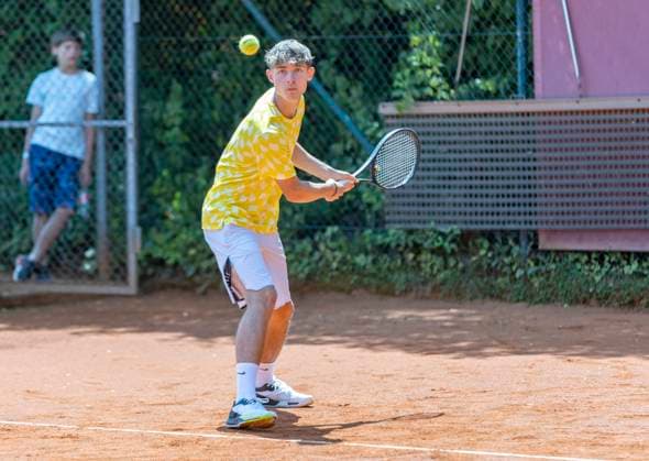 Noa Klose 18 Son of Miroslav Klose Charity Benefit Tennis Doubles Tournament for Munich Heart at Sportpark Beutelstahl in Munich Germany Date 23 07 2023