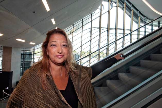 Zaha Hadid s Pierres Vives Building Inauguration - Montpellier Iraqi-British architect Zaha Hadid poses at the inauguration of the Pierres Vives building she designed for French Department of Herault, in Montpellier, southern France on September 13, 2012. The tree-of-knowledge building - the first creation of Zaha Hadid in France - is unique in that it is a combination of three civic institutions - the archives, the library and the sports department - within a single envelope. The cost of the 26,000-square-meter building on 5 levels amounts to 125 million euros. Photo by Pascal Parrot ABACAPRESS.COM Montpellier Herault France  Copyright: xParrotxPascal ABACAx 335221_023 ParrotxPascal ABACAx 335221_023 
