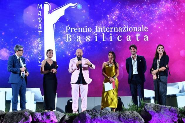 Maratea : Basilicata Marateale international prize . In the photo : Daniele Stoppelli, Nicola Timpone, Antonella Caramia, Luigi Corradi, Paolo Barletta and Beatrice Bulgari  Copyright: xMaurizioxD Avanzox xipa-agency.nx xMaurizioxDxAvanzox IPA_IPA39411291
