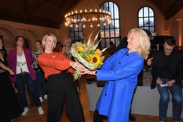Katrin Habenschaden mayor Maren Kroymann actress cabaret artist award winner Munich 25 07 2023 Marienplatz Old Town Hall Dieter Hildebrandt Award 2023 award ceremony Munich