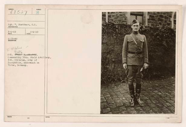 RECORD DATE NOT STATED Colonel Greble, commander of the 76th Field Artillery in the 3rd Division of the Army of Occupation, is pictured in Andernach on the Rhine in Germany. The photo was taken by Sergeant P. Buettner on January 4, 1919. Colonel Greble is seen here during a ceremony with military colleagues. Copyright: xpiemagsx 972_86703163 !ACHTUNG AUFNAHMEDATUM GESCHÄTZT!