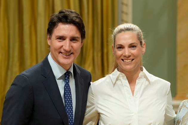 July 26, 2023, Ottawa, ON, Canada: Minister of Canadian Heritage Pascale St-Onge poses for a photo with Prime Minister Justin Trdueau during a cabinet swearing-in ceremony at Rideau Hall in Ottawa, Wednesday, July 26, 2023. Ottawa Canada  - ZUMAc35_ 20230726_zaf_c35_142 Copyright: xAdrianxWyldx