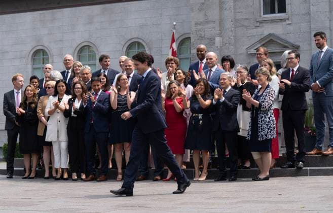 July 26, 2023, Ottawa, ON, Canada: Prime Minister Justin Trudeau approaches the microphone for a press conference following a cabinet swearing-in ceremony at Rideau Hall in Ottawa on Wednesday, July 26, 2023. Ottawa Canada  - ZUMAc35_ 20230726_zaf_c35_159 Copyright: xAdrianxWyldx