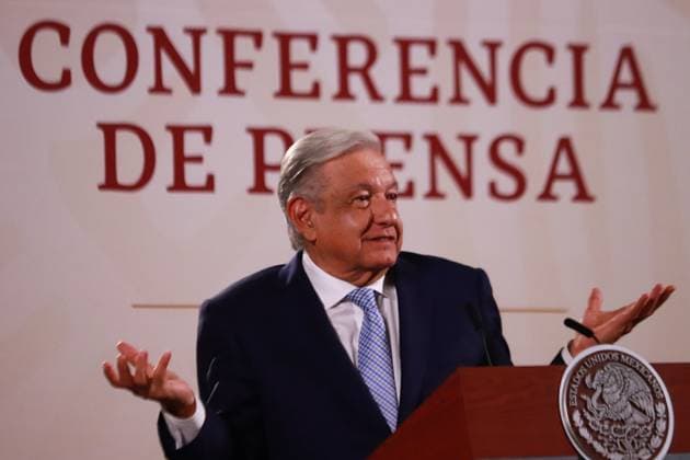 Mexico s President Lopez Obrador Daily Morning Conference July 26, 2023 in Mexico City, Mexico: President of Mexico AndrÃ s Manuel Lopez Obrador speaks at the morning conference in front of reporters at the national palace on July 26, 2023 in Mexico City, Mexico. (Photo by Carlos Santiago Eyepix Group) Copyright: xCarlosxSantiagox xEyepixxGroupx CS202307267067
