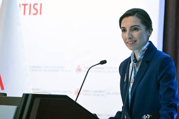 (230727) -- ANKARA, July 27, 2023 -- Hafize Gaye Erkan, T¨¹rkiye s central bank governor, speaks at an inflation report briefing in Ankara, T¨¹rkiye, on July 27, 2023. T¨¹rkiye s central bank revised its year-end inflation forecast to 58 percent, its governor said on Thursday. The bank s previous forecast in May was 22.3 percent. (Photo by Xinhua) T?RKIYE-ANKARA-CENTRAL BANK GOVERNOR-INFLATION FORECAST MustafaxKaya 