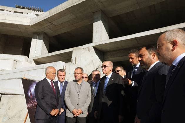 Turkish President Recep Tayyip Erdogan (C-L) visits the ongoing construction of Abdi Ipekci Basketball Development Center in Istanbul, Turkiye Turkish President Recep Tayyip Erdogan (C-L) visits the ongoing construction of Abdi Ipekci Basketball Development Center in Istanbul, Turkiye on July 28, 2023. Photo by Turkish presidency apaimages Istanbul Istanbul Turkey 280723_TURKIYE_TPO_3_00 (2) Copyright: xapaimagesxTurkishxpresidencyx xapaimagesx