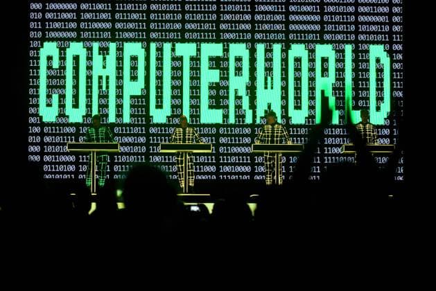 July 29, 2023, Sitges, Barcelona, Spain: Ralf Hütter, Fritz Hilpert, Henning Schmitz and Falk Grieffenhagen from the German band Kraftwerk perform during the Jardins de Terramar Festival in Sitges. Kraftwerk is a German electronic music band, born in 1970 in Düsseldorf and was one of the first groups to popularize electronic music, considered pioneers of the genre..In the 1970s and early 1980s, Kraftwerk s distinctive sound was revolutionary, and has had a lasting effect across many genres of modern music. Sitges Spain - ZUMAs197 20230729_zaa_s197_231 Copyright: xRamonxCostax
