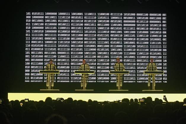 July 29, 2023, Sitges, Barcelona, Spain: Ralf Hütter, Fritz Hilpert, Henning Schmitz and Falk Grieffenhagen from the German band Kraftwerk perform during the Jardins de Terramar Festival in Sitges. Kraftwerk is a German electronic music band, born in 1970 in Düsseldorf and was one of the first groups to popularize electronic music, considered pioneers of the genre..In the 1970s and early 1980s, Kraftwerk s distinctive sound was revolutionary, and has had a lasting effect across many genres of modern music. Sitges Spain - ZUMAs197 20230729_zaa_s197_240 Copyright: xRamonxCostax