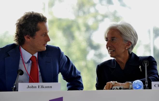 Medef Summer University conference in Jouy-en-Josas Fiat CEO John Elkann (L) and Christine Lagarde attend the Medef Summer University conference in Jouy-en-Josas, near Paris, France, on September 1, 2010. Photo by Christophe Guibbaud ABACAPRESS.COM Jouy-en-Josas France  Copyright: xGuibbaudxChristophe ABACAx 242568_042 GuibbaudxChristophe ABACAx 242568_042 
