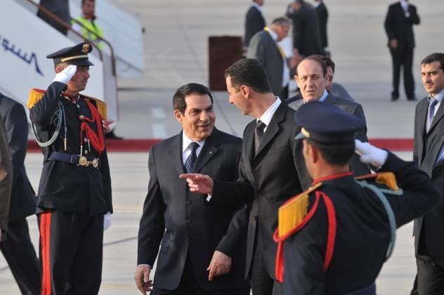 Arab League Leaders summit Day 1 - Damascus Syrian president Bashar Al Assad receives Tunisian president Zine El Abidine Ben Ali as he arrives in Damascus, Syria on March 28, 2008 to attend the 20th Arab League leaders summit. Photo by Ammar Abd Rabbo ABACAPRESS.COM Damascus Syria  Copyright: xAbdxRabboxAmmar ABACAx 148277_08 AbdxRabboxAmmar ABACAx 148277_08 