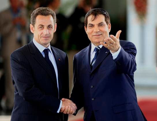 French president s State Visit to Tunisia - Day 1 Tunisian President Zine El Abidine Ben Ali welcomes France s President Nicolas Sarkozy at the airport in Tunis, on April 28, 2008, on the first day of their 3-days state visit to Tunisia. Photo by Olivier Sanchez-Pool ABACAPRESS.COM Tunis Tunisia  Copyright: xABACAx 150899_079 ABACAx 150899_079 