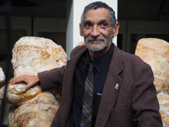 August 2, 2023, Lima, Lima, Peru: Mario Urbina, Peruvian paleontologist showing the fossilized vertebrae of the Perucetus Colossus , the heaviest animal in the history of the earth, at the Natural History Museum of the National University of San Marcos (UNMSM). The Perucetus Colossus was a cetacean that lived 39 million years ago and it is believed that, with a length of 20 meters, it weighed 199 tons. The Fossil was discovered by the Peruvian Paleontologist Mario Urbina in 2013 in the Ica desert. Lima Peru - ZUMAg240 20230802_zip_g240_012 Copyright: xCarlosxGarciaxGranthonx