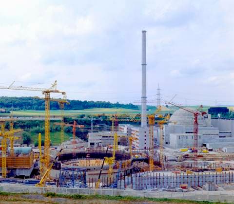 Kernkraftwerk: Neckarwestheim, Block 2, Gemeinschaftskernkraftwerk Neckar, GKN Großbaustelle mit Kränen *** Nuclear power plant Neckarwestheim, Block 2, Community nuclear power plant Neckar, GKN Major construction site with Cranes Copyright: imageBROKER BildagenturxGeduldig iblege06791968.jpg
