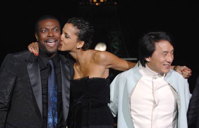 Rush Hour 3 Night Photocall at the Eiffel Tower - Paris Cast members Jacky Chan, Noemie Lenoir and Chris Tucker pose for pictures during the photocall for Rush Hour 3 held in front of the the Eiffel Tower in Paris, France, on September 11, 2007. Photo by Nicolas Khayat ABACAPRESS.COM Paris France  Copyright: xKhayatxNicolas ABACAx 131409_04 KhayatxNicolas ABACAx 131409_04 