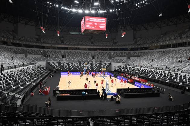 Ahead of the 2023 FIBA ‹‹World Cup Syrian national team basketball players warmed up with Indonesian Patriots basketball players before playing in an Indonesia International Basketball Invitational match that was held at the Indonesia Arena, Jakarta, Friday 4 August 2023. In this match Indonesia Patriots lost against the Syrian national team with a score of 43-84. This match was held ahead of the 2023 Basketball World Cup or FIBA ‹‹World Cup which will be held in Jakarta, Indonesia from 25 August to 10 September 2023.  Copyright: xMuchlisxAkbarx xOpnxImagesx