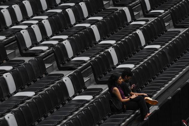 Ahead of the 2023 FIBA ‹‹World Cup Visitors sit in the stands while watching the match between the Indonesian Patriots basketball team against the Syrian national basketball team in an Indonesia International Basketball Invitational match that was held at the Indonesia Arena, Jakarta, Friday 4 August 2023. In this match Indonesia Patriots lost against the Syrian national team with a score of 43 -84. This match was held ahead of the 2023 Basketball World Cup or FIBA ‹‹World Cup which will be held in Jakarta, Indonesia from 25 August to 10 September 2023.  Copyright: xMuchlisxAkbarx xOpnxImagesx