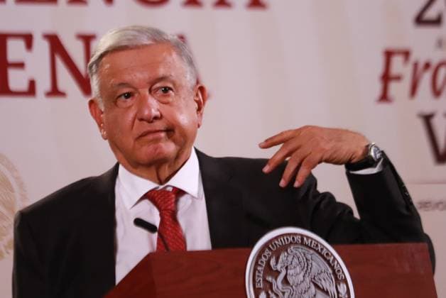 News Bilder des Tages August 04, 2023 in Mexico City, Mexico: President of Mexico, Andres Manuel Lopez Obrador, speaks during the morning news conference in front of reporters at the National Palace. on August 04, 2023 in Mexico City, Mexico. Mexico City Mexico - ZUMAe321 20230804_zia_e321_006 Copyright: xCarlosxSantiagox