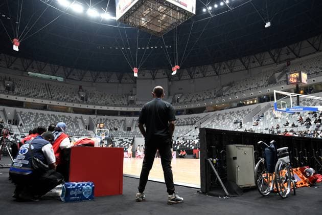 FIBA World Cup 2023 Stadium in Indonesia The atmosphere inside the Indonesia Arena basketball stadium in Jakarta, Friday 4 August 2023. The Indonesian government has prepared the Indonesia Arena basketball stadium as a center for the 2023 Basketball World Cup or FIBA ‹‹World Cup which will be held in Jakarta from 25 August to 10 September 2023. Indonesia will host several matches in Group G and Group H. Apart from Indonesia, the 2023 FIBA ‹‹World Cup also chose the Philippines and Japan as hosts.  Copyright: xMuchlisxAkbarx xOpnxImagesx