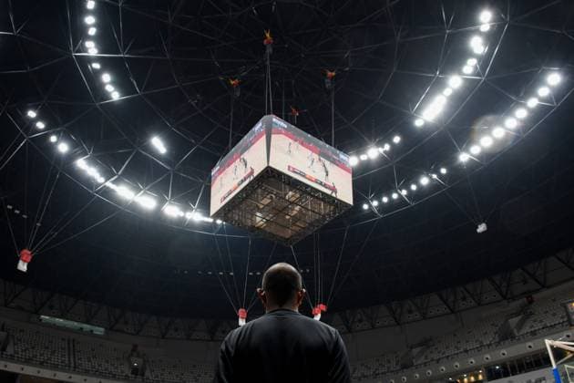 FIBA World Cup 2023 Stadium in Indonesia Officers watched the basketball game from the monitor screen in Indonesia Arena basketball stadium in Jakarta, Friday 4 August 2023. The Indonesian government has prepared the Indonesia Arena basketball stadium as a center for the 2023 Basketball World Cup or FIBA ‹‹World Cup which will be held in Jakarta from 25 August to 10 September 2023. Indonesia will host several matches in Group G and Group H. Apart from Indonesia, the 2023 FIBA ‹‹World Cup also chose the Philippines and Japan as hosts.  Copyright: xMuchlisxAkbarx xOpnxImagesx