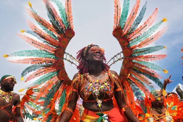 August 5, 2023, Toronto, ON, CAN: Revellers take part in the Toronto Caribbean Carnival, on Saturday, August 5, 2023. Toronto CAN  - ZUMAc35_ 20230805_zaf_c35_101 Copyright: xChrisxYoungx
