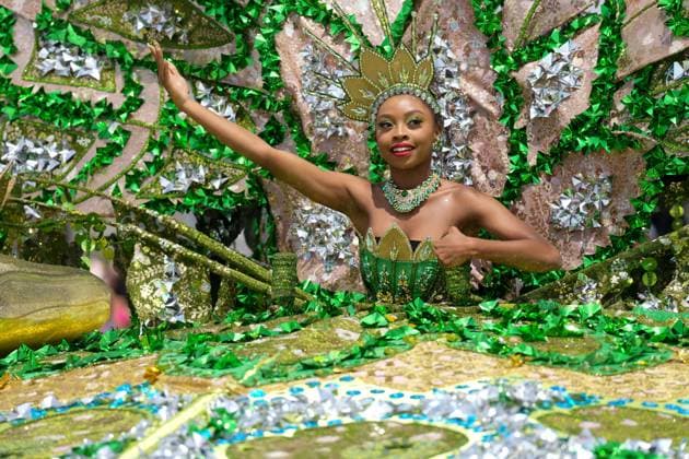 August 5, 2023, Toronto, ON, CAN: A reveller takes part in the Toronto Caribbean Carnival, on Saturday, August 5, 2023. Toronto CAN  - ZUMAc35_ 20230805_zaf_c35_138 Copyright: xChrisxYoungx