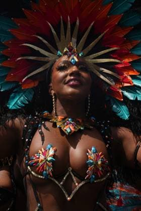 August 5, 2023, Toronto, ON, CAN: A reveller takes part in the Toronto Caribbean Carnival, on Saturday, August 5, 2023. Toronto CAN  - ZUMAc35_ 20230805_zaf_c35_148 Copyright: xChrisxYoungx